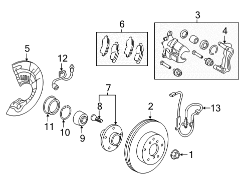 2015 Toyota Camry Front Brakes Cylinder Kit, Front Disc Diagram for 04478-06290