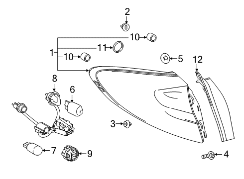 2020 Toyota C-HR Bulbs Tail Lamp Diagram for 81551-10401