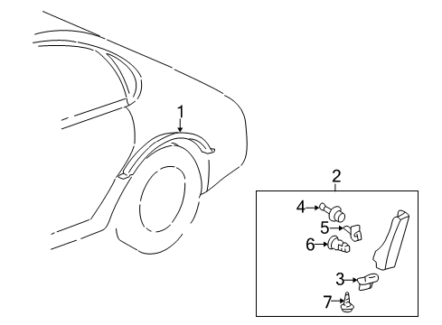 1998 Lexus GS300 Exterior Trim - Quarter Panel Clip, Outside Moulding, NO.2 Diagram for 75396-33050