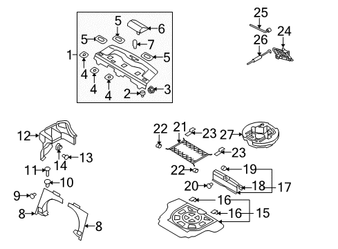 2009 Hyundai Elantra Interior Trim - Rear Body Wrench-Hub Nut Diagram for 091313B010