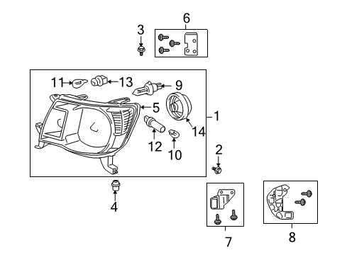 2010 Toyota Tacoma Bulbs Signal Lamp Bulb Diagram for 90084-98027