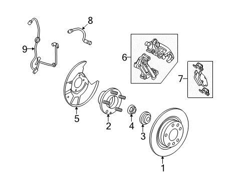 2006 Mercury Milan Anti-Lock Brakes Splash Shield Diagram for 3M8Z-2C028-B