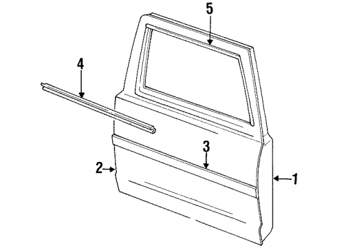 1991 Ford Explorer Door & Components, Exterior Trim Body Side Molding Diagram for F1TZ9820879EAPTM