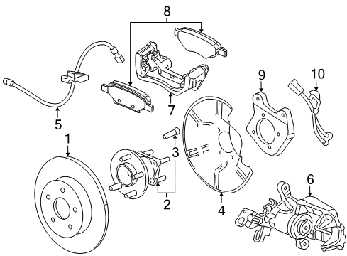 2012 Chevrolet Cruze Rear Brakes Splash Shield Diagram for 13408178