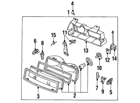 1988 Chevrolet Corsica Headlamps Slide Screw Asm (RH) Diagram for 16506580
