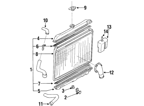 1992 Nissan D21 Radiator & Components Inlet-Water Diagram for 13049-42L00