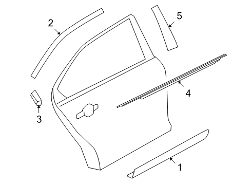 2014 Ford Special Service Police Sedan Exterior Trim - Rear Door Rear Molding Diagram for DG1Z-54255A62-AA