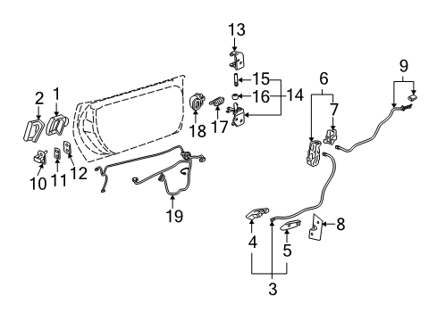 2013 Chevrolet Corvette Lock & Hardware Upper Hinge Diagram for 15925762