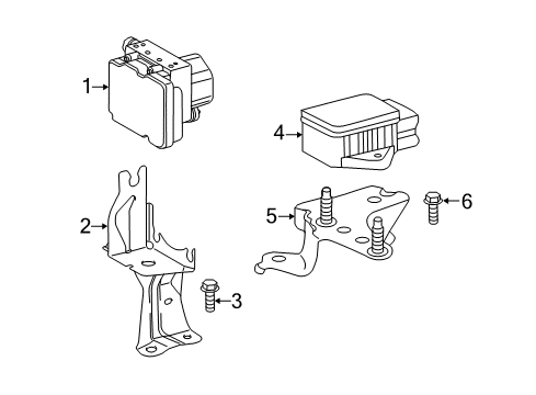 2012 Toyota Camry ABS Components Actuator Mount Bracket Diagram for 44590-06180