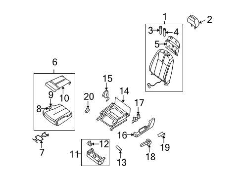 2011 Nissan Altima Front Seat Components Frame Assembly-Front Seat Cushion, RH Diagram for 87301-JA00A