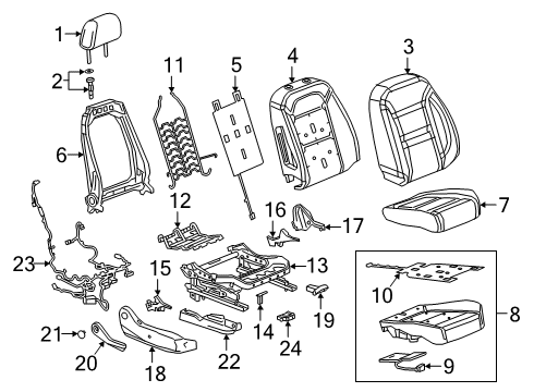 2022 Chevrolet Blazer Passenger Seat Components Seat Back Cover Diagram for 84780391