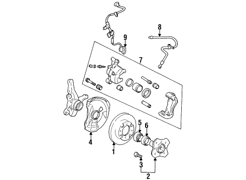 1996 Hyundai Accent Front Brakes Seal Kit-Front Disc Brake Diagram for 58102-22A00