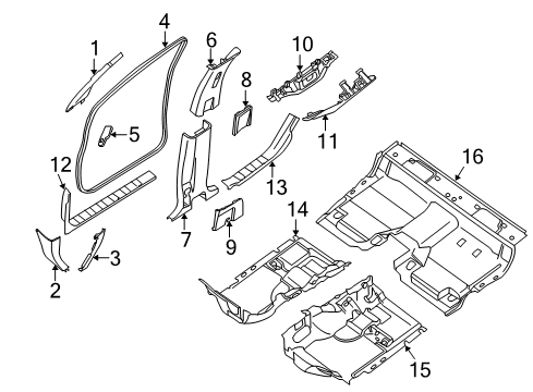 2011 Nissan Frontier Interior Trim - Cab Garnish-Lock Pillar, Upper RH Diagram for 76913-EA000