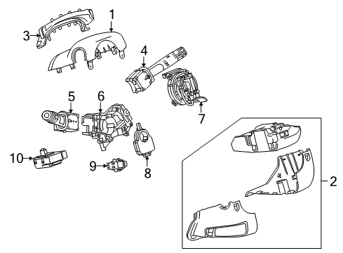 2012 Cadillac SRX Shroud, Switches & Levers Upper Column Cover Diagram for 22774123