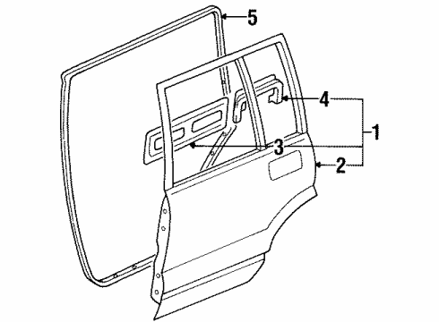 1996 Acura SLX Rear Door Weatherstrip Rear Door Diagram for 8-97260-789-1