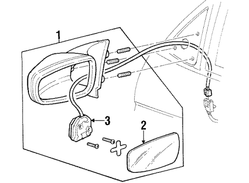 1999 Oldsmobile Intrigue Outside Mirrors Mirror Assembly Diagram for 10433907