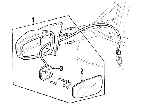 2001 Oldsmobile Intrigue Outside Mirrors Mirror Assembly Diagram for 10316959