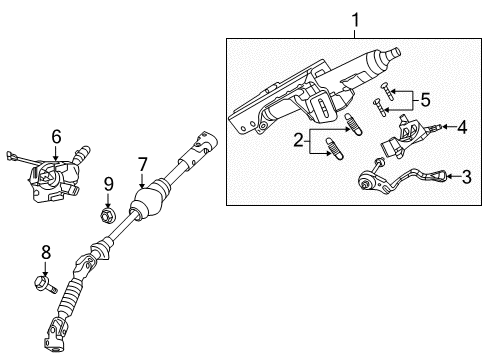 2009 Jeep Commander Steering Column & Wheel, Steering Gear & Linkage, Shaft & Internal Components, Shroud, Switches & Levers Steering Column Intermediat Shaft Diagram for 5057494AA