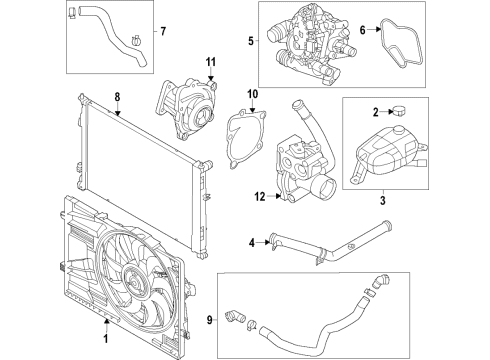 2020 Hyundai Sonata Cooling System, Radiator, Water Pump, Cooling Fan Hose Assembly-Radiator, UPR Diagram for 25414-L1700