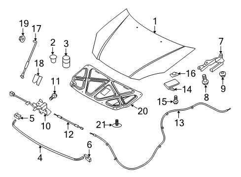 2017 Hyundai Accent Hood & Components End Piece-Hood Weatherstrip, LH Diagram for 86432-1R000