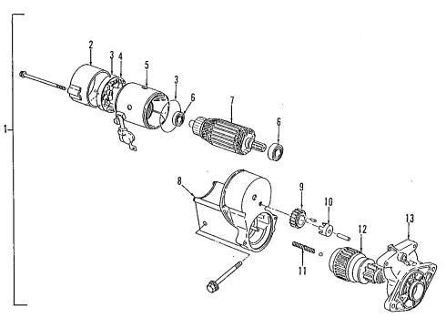 1995 Honda Passport Starter Starter Assembly (12V1.2Kw) (Reman) Diagram for 2-91123-000-0RM