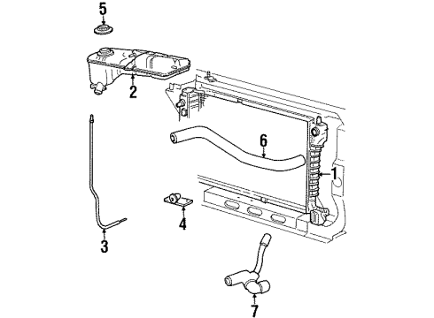 1996 Ford Mustang Radiator & Components Recovery Tank Diagram for F6ZZ-8A080-BJ