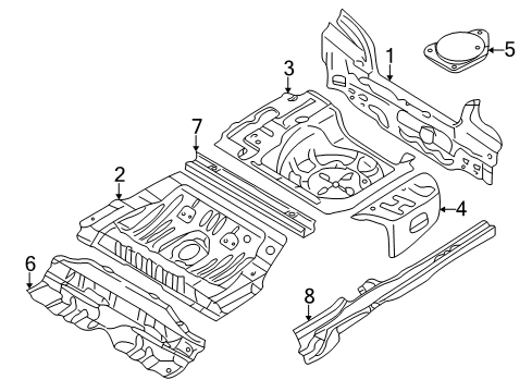 2002 Kia Spectra Rear Body Panel, Floor & Rails Panel Assembly-CENTERF Floor Diagram for 0K2BA53720