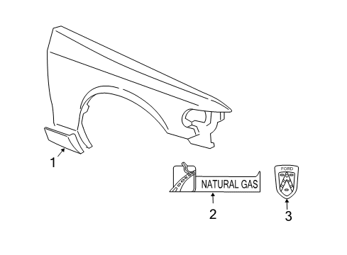 2005 Ford Crown Victoria Exterior Trim - Fender Body Side Molding Diagram for 5W7Z-16037-APTM