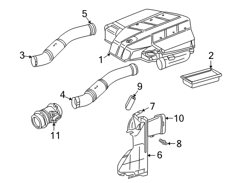 2004 Chrysler Crossfire Filters Air Cleaner Intake Hose Diagram for 5097821AA