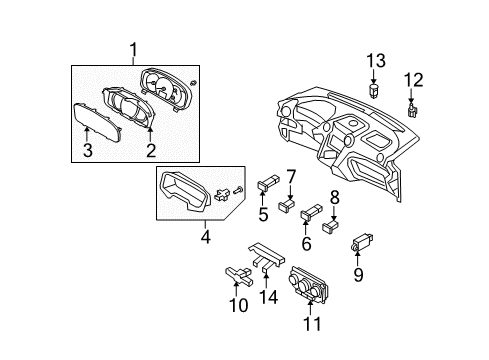 2010 Kia Rondo Switches Cluster Assembly-Instrument Diagram for 940011D457