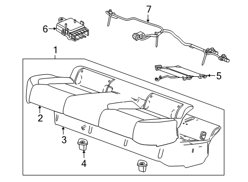 2021 Chevrolet Malibu Rear Seat Components Seat Cushion Pad Diagram for 84313280