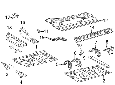 2014 Toyota Yaris Pillars, Rocker & Floor - Floor & Rails Center Floor Pan Diagram for 58113-52906