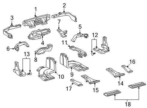2013 Lexus LS600h Ducts Duct, Heater To Register Diagram for 55843-50130