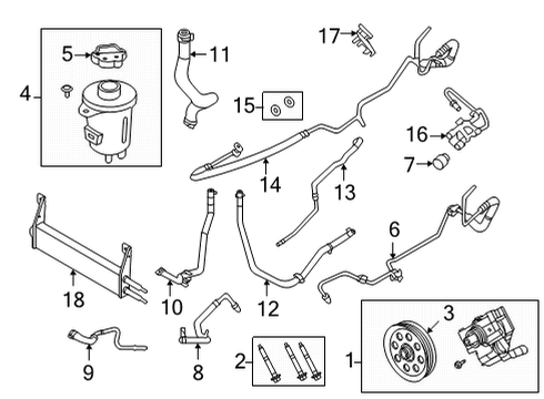 2021 Ford F-350 Super Duty P/S Pump & Hoses, Steering Gear & Linkage Upper Return Line Diagram for HC3Z-3A713-V