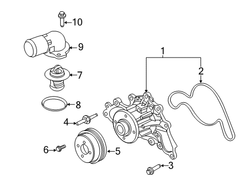 2022 Ford F-350 Super Duty Water Pump Pulley Diagram for LC3Z-8509-A