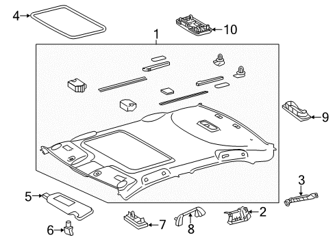 2013 Toyota Camry Interior Trim - Roof Opening Trim Diagram for 63318-06110-A3