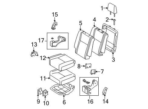 Diagram for 2008 Toyota Tundra Rear Seat Components 