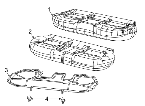 2017 Jeep Compass Rear Seat Components Seat Cushion Foam Diagram for 68339898AA