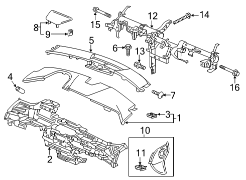 2020 Honda Clarity Cluster & Switches, Instrument Panel Bolt-Washer (8X50) Diagram for 90107-S7S-000