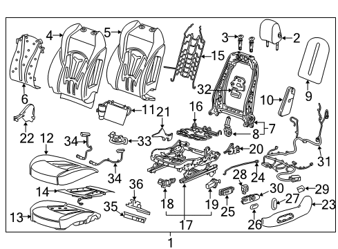 2019 Buick LaCrosse Driver Seat Components Module Bracket Diagram for 23483045
