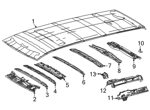 2022 Toyota Sienna Roof & Components Roof Reinforcement Diagram for 63144-08030