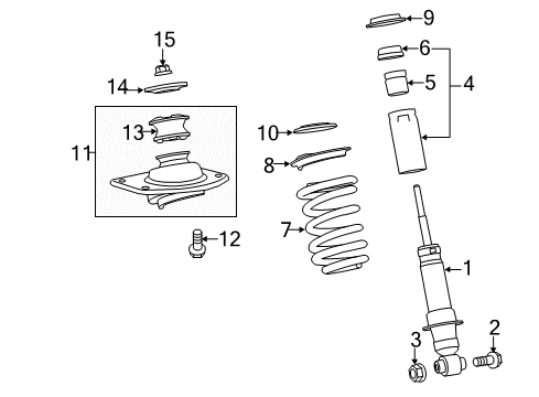 2015 Chevrolet Camaro Struts & Components - Rear Strut Diagram for 19300042