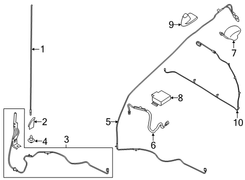 2018 Ford F-150 Antenna & Radio Cable Diagram for FL3Z-19A397-A