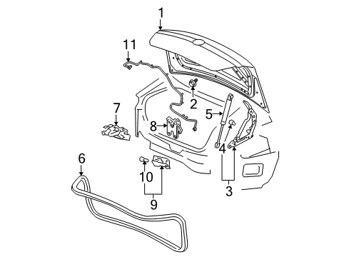 2005 Buick LaCrosse Trunk Trunk Lid Diagram for 89023035