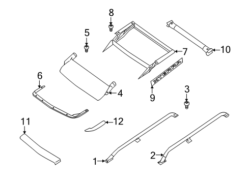 2003 Nissan Xterra Luggage Carrier Decal-Side Rail Diagram for 73160-7Z000