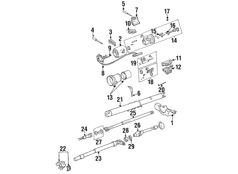 1990 Jeep Wagoneer Steering Column Housing & Components, Shaft & Internal Components, Shroud, Switches & Levers Lock Cylinder-Set Ignition Diagram for 55026014