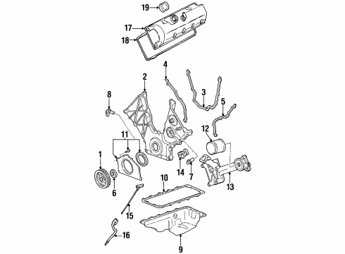 2002 Lincoln Continental Engine Parts, Mounts, Cylinder Head & Valves, Camshaft & Timing, Oil Pan, Oil Pump, Crankshaft & Bearings, Pistons, Rings & Bearings Adapter Diagram for XF3Z-6881-BA