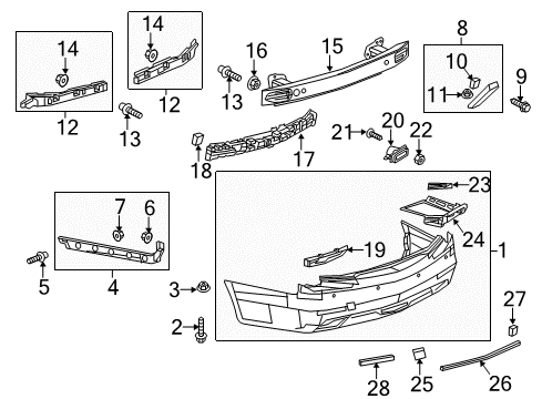 2014 Cadillac CTS Rear Bumper Side Retainer Diagram for 23270573