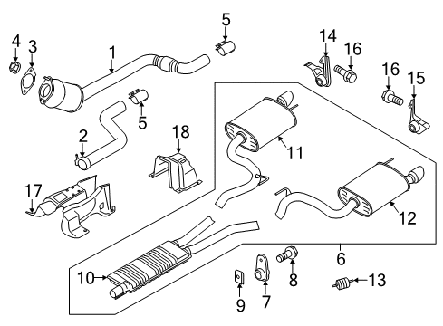 2018 Ford Mustang Exhaust Components Rear Shield Diagram for JR3Z-6311130-B