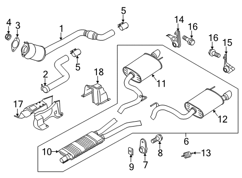 2016 Ford Mustang Exhaust Components Converter Gasket Diagram for BR3Z-5B266-A